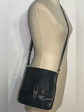 Coach black leather legacy slim crossbody bag